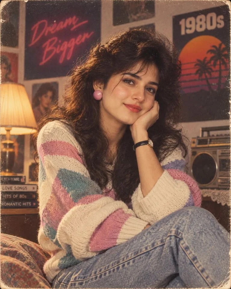 Nostalgic 1980s Bedroom Portrait Prompt