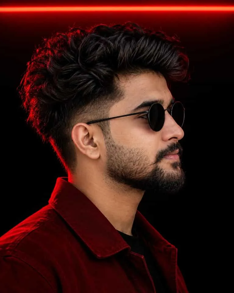Red Neon Side Profile Portrait AI Prompt