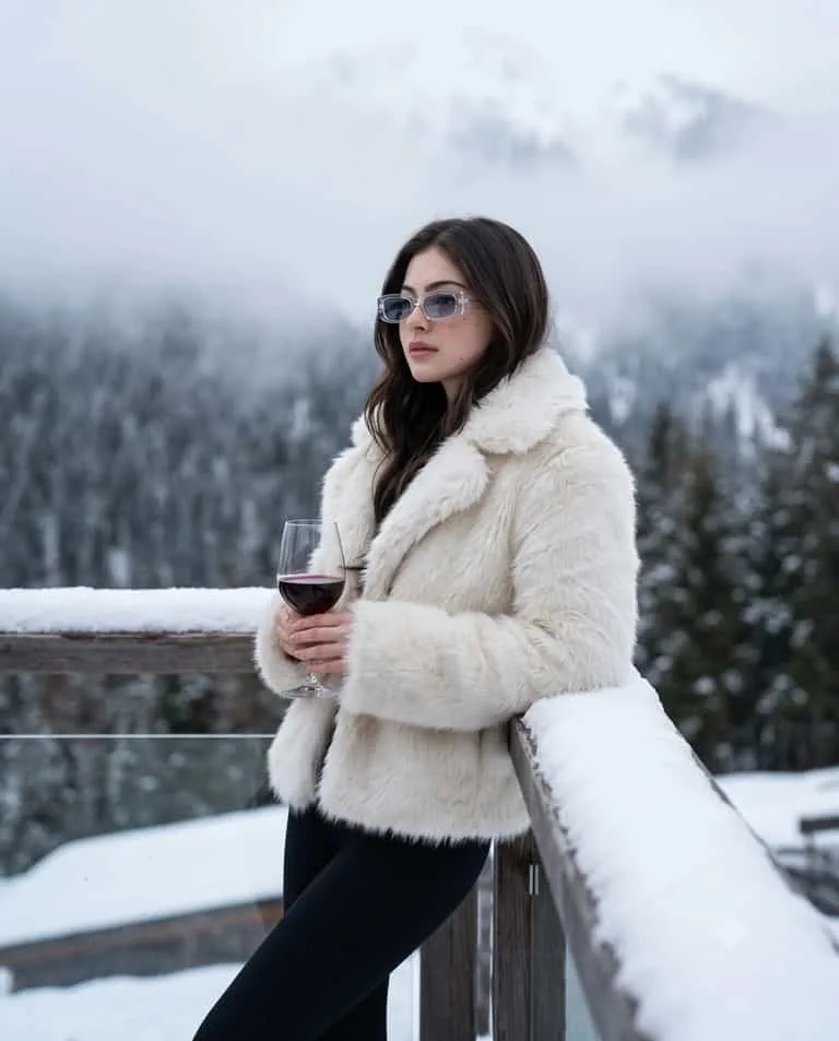 Woman Enjoys Snowy View